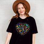 Jigsaw Ribbon Heart Design - Autism Awareness Unisex Crewneck T-Shirt Sweatshirt Hoodie