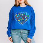 Jigsaw Ribbon Heart Design - Autism Awareness Unisex Crewneck T-Shirt Sweatshirt Hoodie