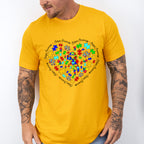 Jigsaw Ribbon Heart Design - Autism Awareness Unisex Crewneck T-Shirt Sweatshirt Hoodie