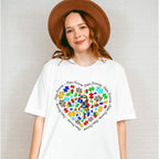 Jigsaw Ribbon Heart Design - Autism Awareness Unisex Crewneck T-Shirt Sweatshirt Hoodie