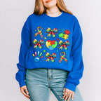 Ribbon Heart Jigsaw - Autism Awareness Unisex Crewneck T-Shirt Sweatshirt Hoodie