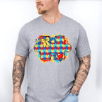 Red Blue Yellow Jigsaw Design - Autism Awareness Unisex Crewneck T-Shirt Sweatshirt Hoodie