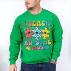 I Teach Au-Some Kids - Autism Awareness Unisex Crewneck T-Shirt Sweatshirt Hoodie
