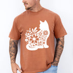 B&W Flower Cat - Cat Unisex Crewneck T-Shirt Sweatshirt Hoodie