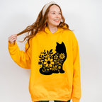 B&W Flower Cat - Cat Unisex Crewneck T-Shirt Sweatshirt Hoodie