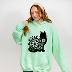 B&W Flower Cat - Cat Unisex Crewneck T-Shirt Sweatshirt Hoodie