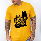 B&W Flower Cat - Cat Unisex Crewneck T-Shirt Sweatshirt Hoodie