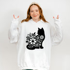 B&W Flower Cat - Cat Unisex Crewneck T-Shirt Sweatshirt Hoodie