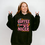Coffee Makes Me Nicer Sunflowers - Coffee Unisex Crewneck T-Shirt Sweatshirt Hoodie