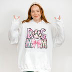 Dog Mom Pink Flowers Paw Design - Dogs Unisex Crewneck T-Shirt Sweatshirt Hoodie