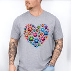 Colorful Paws In Heart - Dogs Unisex Crewneck T-Shirt Sweatshirt Hoodie