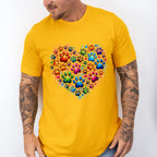 Colorful Paws In Heart - Dogs Unisex Crewneck T-Shirt Sweatshirt Hoodie