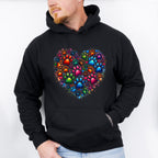 Colorful Paws In Heart - Dogs Unisex Crewneck T-Shirt Sweatshirt Hoodie