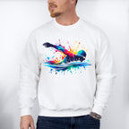 Colorful Swimming Design - Swimming Unisex Crewneck T-Shirt Sweatshirt Hoodie