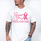 Peace Love Cure Pink Design - Cancer Unisex Crewneck T-Shirt Sweatshirt Hoodie