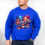 America US Flag With Stars 4Th Of July Unisex Crewneck T-Shirt Sweatshirt Hoodie