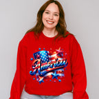 America US Flag With Stars 4Th Of July Unisex Crewneck T-Shirt Sweatshirt Hoodie