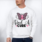 Find A Cure Butterfly Ribbon Heart - Cancer Unisex Crewneck T-Shirt Sweatshirt Hoodie