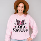 I Am A Survivor Ribbon Butterfly - Cancer Unisex Crewneck T-Shirt Sweatshirt Hoodie