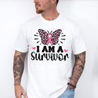 I Am A Survivor Ribbon Butterfly - Cancer Unisex Crewneck T-Shirt Sweatshirt Hoodie