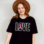 Love B&W Ribbon Design - Cancer Unisex Crewneck T-Shirt Sweatshirt Hoodie