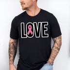 Love B&W Ribbon Design - Cancer Unisex Crewneck T-Shirt Sweatshirt Hoodie