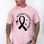 Nobody Fights Alone Ribbon B&W - Cancer Unisex Crewneck T-Shirt Sweatshirt Hoodie