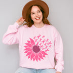 Pink Sunflower Ribbons - Cancer Unisex Crewneck T-Shirt Sweatshirt Hoodie