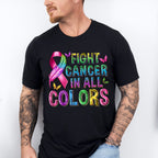 Fight Cancer In All Colors Colorful Design - Cancer Unisex Crewneck T-Shirt Sweatshirt Hoodie