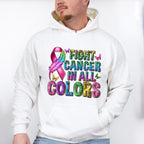 Fight Cancer In All Colors Colorful Design - Cancer Unisex Crewneck T-Shirt Sweatshirt Hoodie