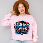 Senior 2025 Red And Blue Design - Graduation Unisex Crewneck T-Shirt Sweatshirt Hoodie