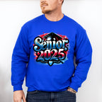 Senior 2025 Red And Blue Design - Graduation Unisex Crewneck T-Shirt Sweatshirt Hoodie