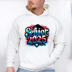 Senior 2025 Red And Blue Design - Graduation Unisex Crewneck T-Shirt Sweatshirt Hoodie