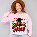 Senior 2025 Yellow And Red Design - Graduation Unisex Crewneck T-Shirt Sweatshirt Hoodie