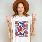 God Bless The USA Flowers - 4th Of July Unisex Crewneck T-Shirt Sweatshirt Hoodie