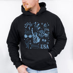USA Statue of Liberty Blue Design - 4th Of July Unisex Crewneck T-Shirt Sweatshirt Hoodie