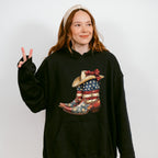 USA Flag Cowboy Boots And Hat - 4th Of July Unisex Crewneck T-Shirt Sweatshirt Hoodie