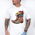 USA Flag Cowboy Boots And Hat - 4th Of July Unisex Crewneck T-Shirt Sweatshirt Hoodie