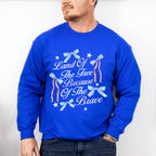 Land Of The Free Because Of The Brave Ribbons & Stars - 4th Of July Unisex Crewneck T-Shirt Sweatshirt Hoodie