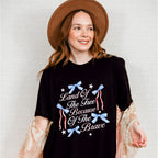 Land Of The Free Because Of The Brave Ribbons & Stars - 4th Of July Unisex Crewneck T-Shirt Sweatshirt Hoodie