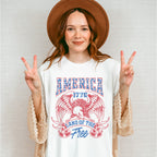 America 1776 Land Of The Free Hawk - 4th Of July Unisex Crewneck T-Shirt Sweatshirt Hoodie