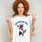 Red White And Feral Merica Hat Raccoon - 4th Of July Unisex Crewneck T-Shirt Sweatshirt Hoodie