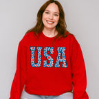 USA Red & Blue Design - 4th Of July Unisex Crewneck T-Shirt Sweatshirt Hoodie