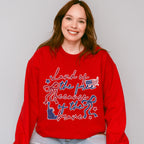 Land Of The Free Because Of The Brave Red & Blue Ribbons - 4th Of July Unisex Crewneck T-Shirt Sweatshirt Hoodie