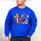 One Nation Under God Cross - 4th Of July Unisex Crewneck T-Shirt Sweatshirt Hoodie