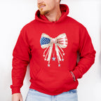US Flag Ribbon With Pearls - 4th Of July Unisex Crewneck T-Shirt Sweatshirt Hoodie