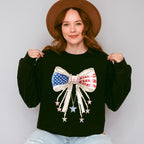 US Flag Ribbon With Pearls - 4th Of July Unisex Crewneck T-Shirt Sweatshirt Hoodie