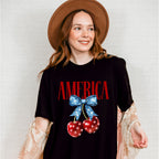 America Cherries Blue Ribbon - 4th Of July Unisex Crewneck T-Shirt Sweatshirt Hoodie