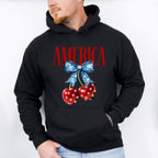 America Cherries Blue Ribbon - 4th Of July Unisex Crewneck T-Shirt Sweatshirt Hoodie