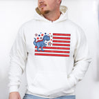 Blue Dinosaur US Flag Red Design - 4th Of July Unisex Crewneck T-Shirt Sweatshirt Hoodie